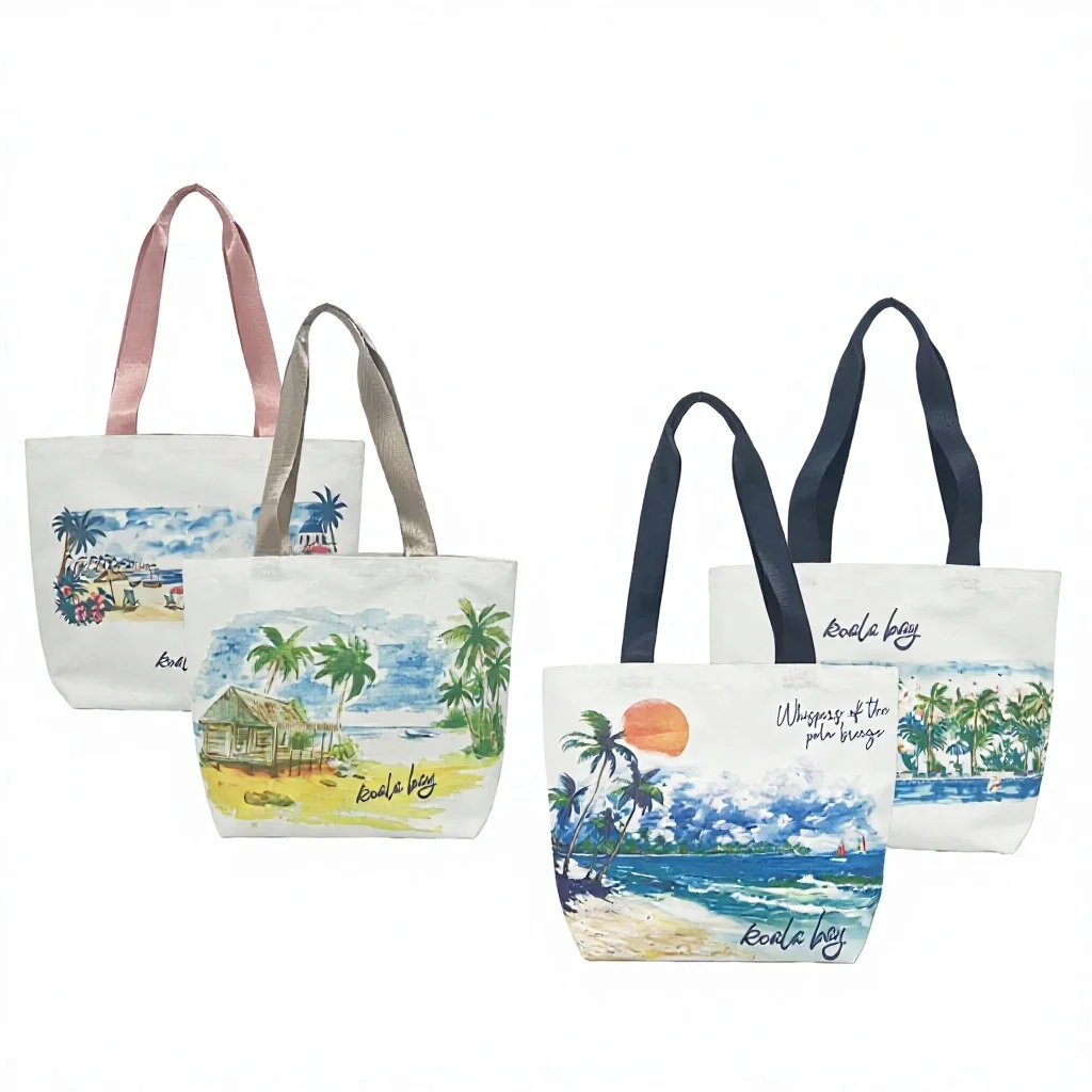 Large Capacity Washable and Durable Digital Printing Cotton Canvas Bags Tote Beach Bags Customized Pattern Shopping Bag