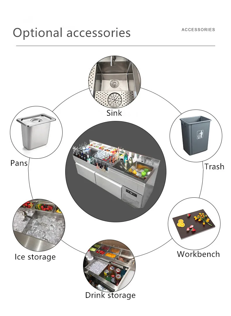 YITUO Cocktail Bar Station - Portable & LED Lit Prep Table