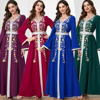 Eid Muslim Modest Abaya Women Embroidery Sleeve Abayas Open Cardigan Jalabiya Party Dresses Dubai Kaftan Long Robe