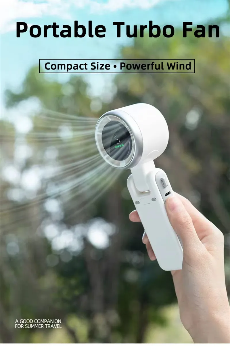 Lonvel N607 High-Speed Mini Hanging Neck USB Charging Fan Handheld Digital Display Easy-to-Carry Folding Design Table