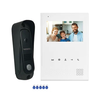 VIDEW 4 Wired Video Intercom RFIC Door Phone Doorbell Camera Night Vision Waterproof 4.3 Inch Screen for Villa Department Home