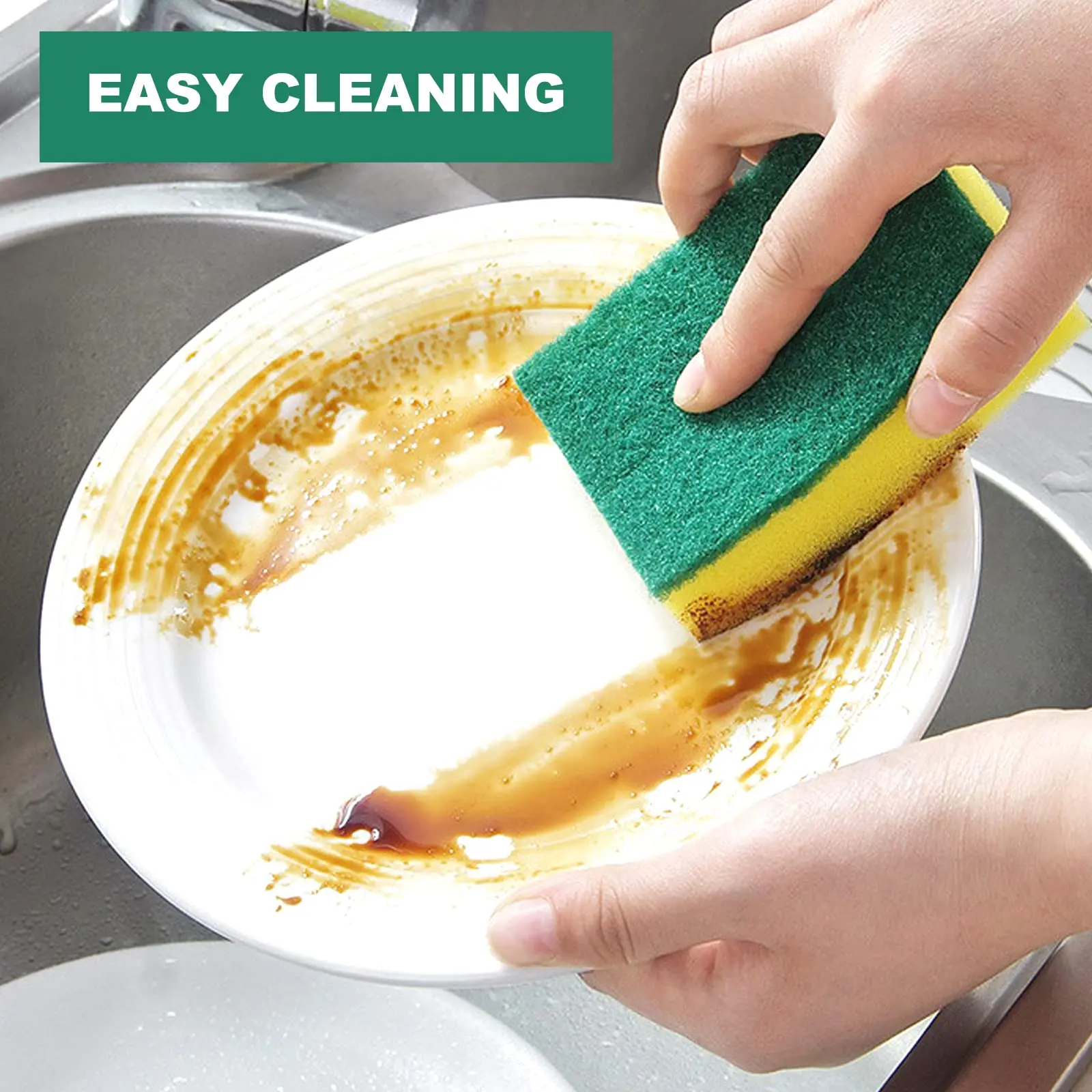 Dish Pan Pot Washing Scrub Sponge Kitchen Thick Scrubber Pad Cleaning