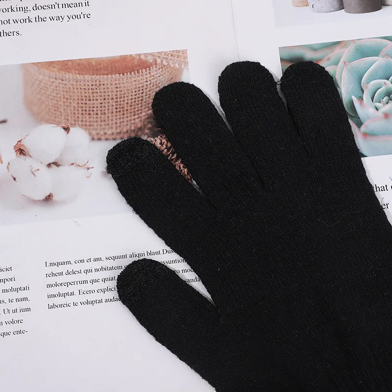 Wholesale Winter Warm Gloves Simple Black Cotton Gloves Soft Touch