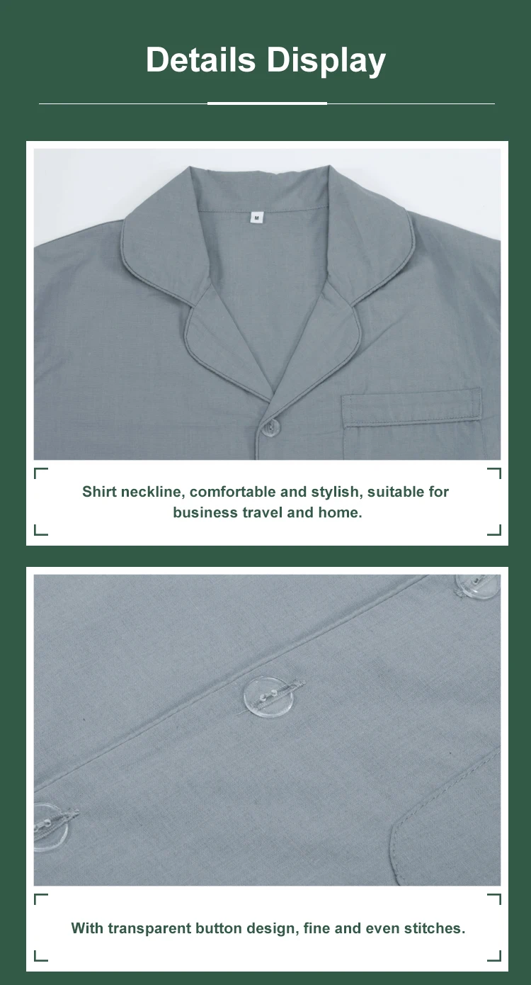 Custom logo soft anti-odor sleepwear pure silver fiber men short pajamas set
