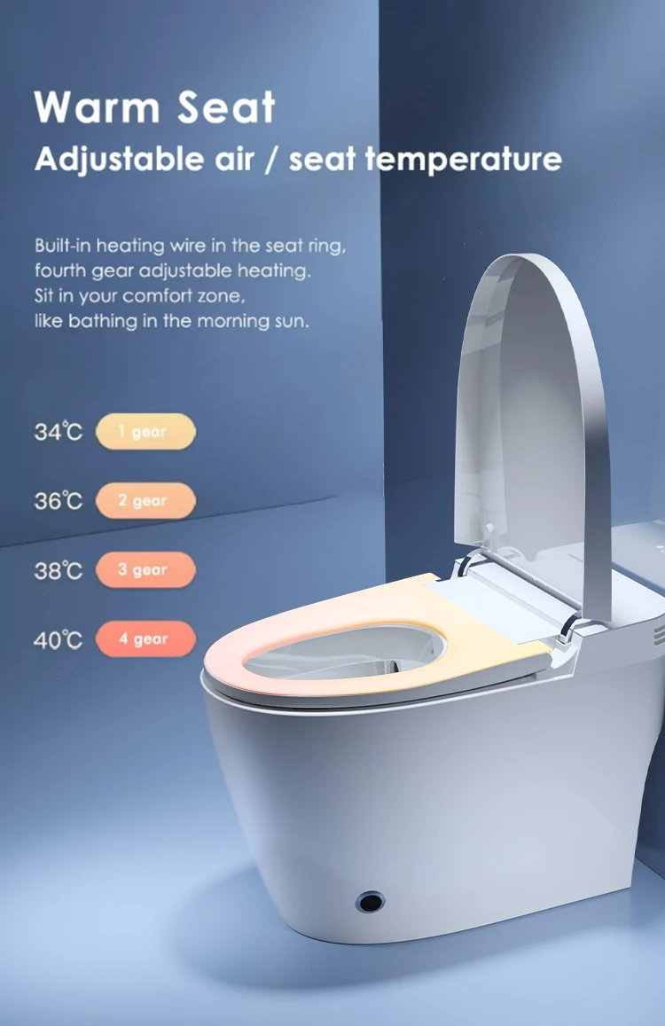 Intelligent porcelain wc floor mounted water closet bathroom electric self-clean ceramic siphon toilet automatic smart factory