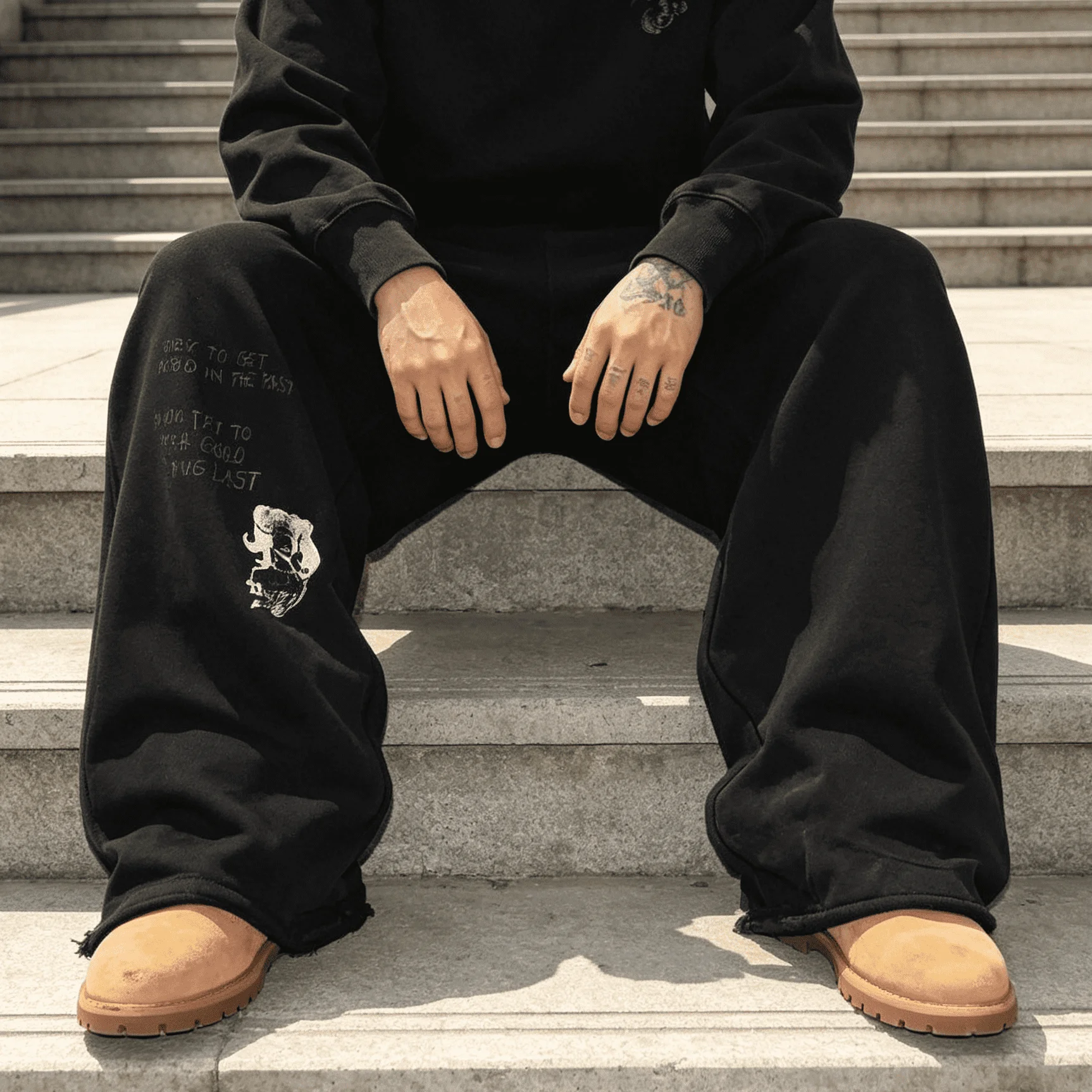 Custom Manufacturer Acid Wash Vintage Double Waist Rhinestone Hoodie Flared Sweatpants Regular Fit Men Tracksuits gallery 4