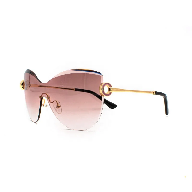 OMELLE 2021 High Quality Rimless Oversized Sunglasses Gradients Color UV400 Protection Available Black Gray Acetate Metal Frames