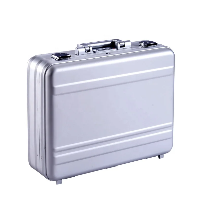 Silver Smooth Aluminum Alloy Briefcase for Business & Metal Tool