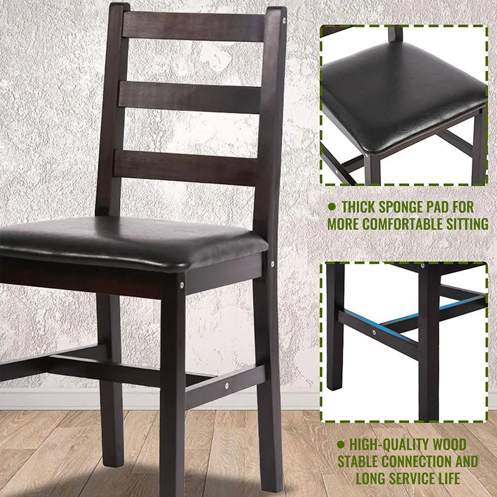 Wood Dark Brown Dining Room Table Set for Small Spaces Elegant Kitchen Table and Chair Set for 4 factory