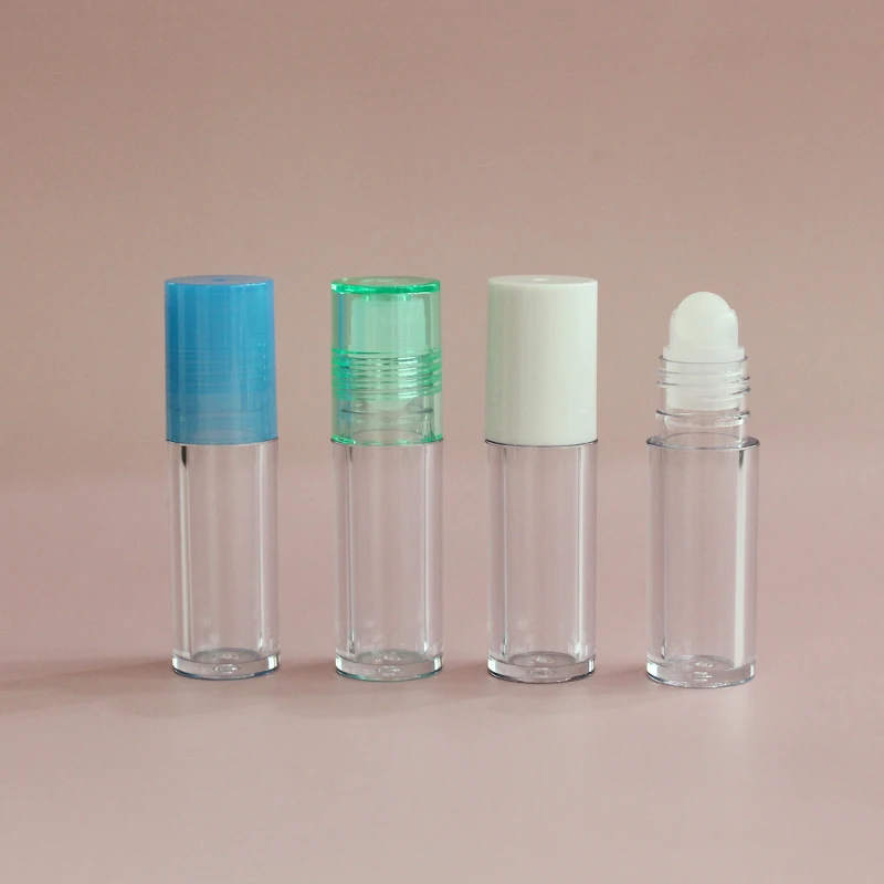Lipgloss Containers And Packaging Low Moq High Quality Round Clear Pink Top Thick Wall Lip Oil Tube Container Cosmetic Lip Gloss Packaging Roll On Lip Gloss
