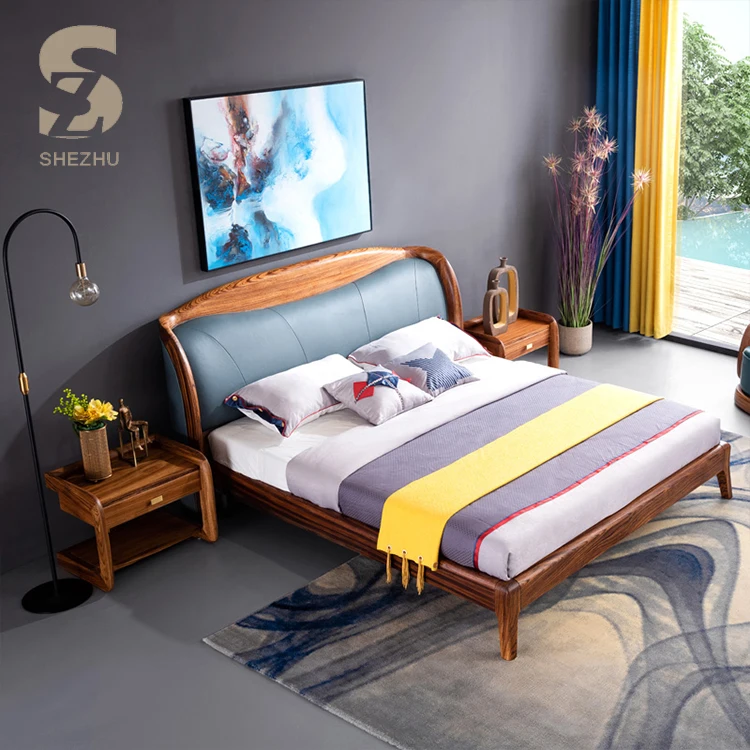 New Simple Design Blue Leather Headboard Solid Wood Beds Contemporary Bedroom Furniture Wood Frame Furniture Bed Buy Leather Bed Bedroom Furniture Leather Headboard Beds Wood Bed Product On Alibaba Com