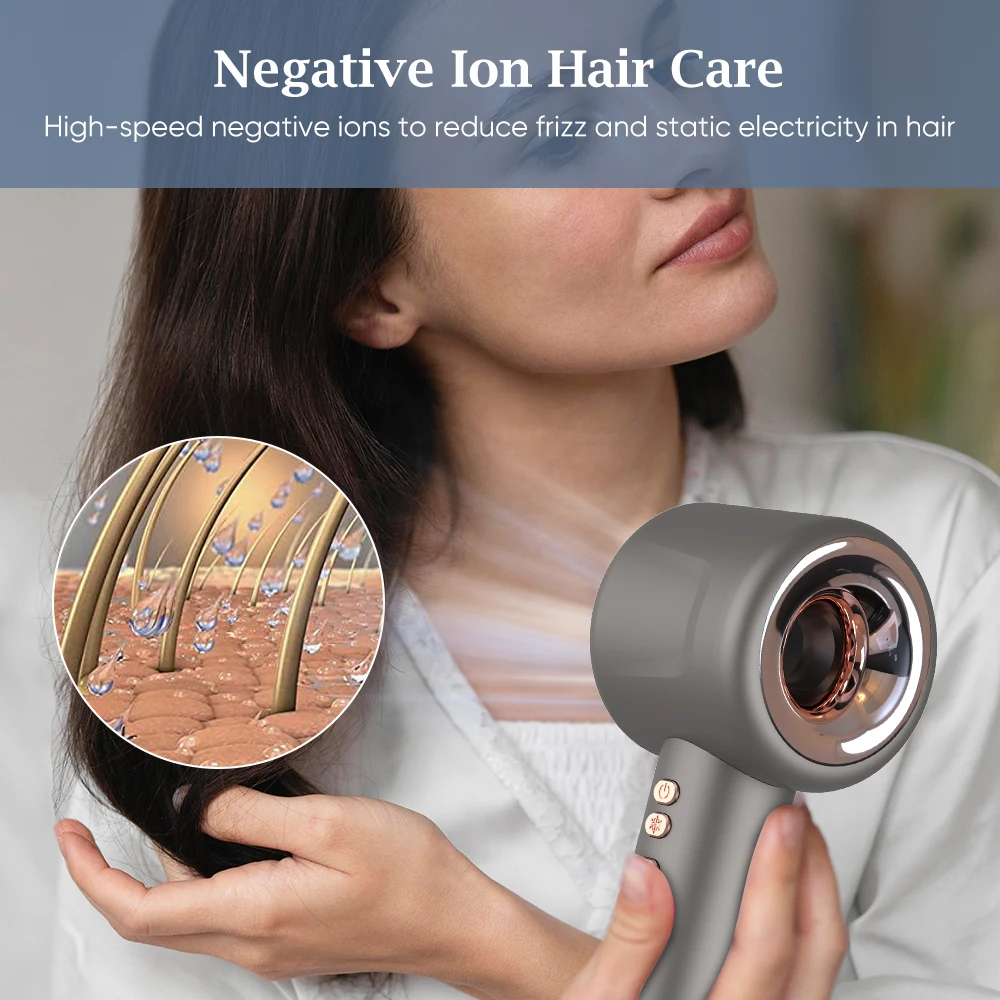 Secador de pelo de 2000W, secador de pelo profesional de alta velocidad,  110000 RPM, secado rápido, secador de pelo iónico negativo de 100 millones