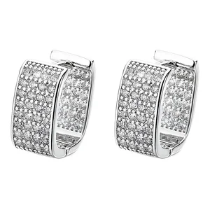Fashionable Brass Double-Sided Zircon Hoop Earrings Punk Luxury Designer Jewelry for Women
