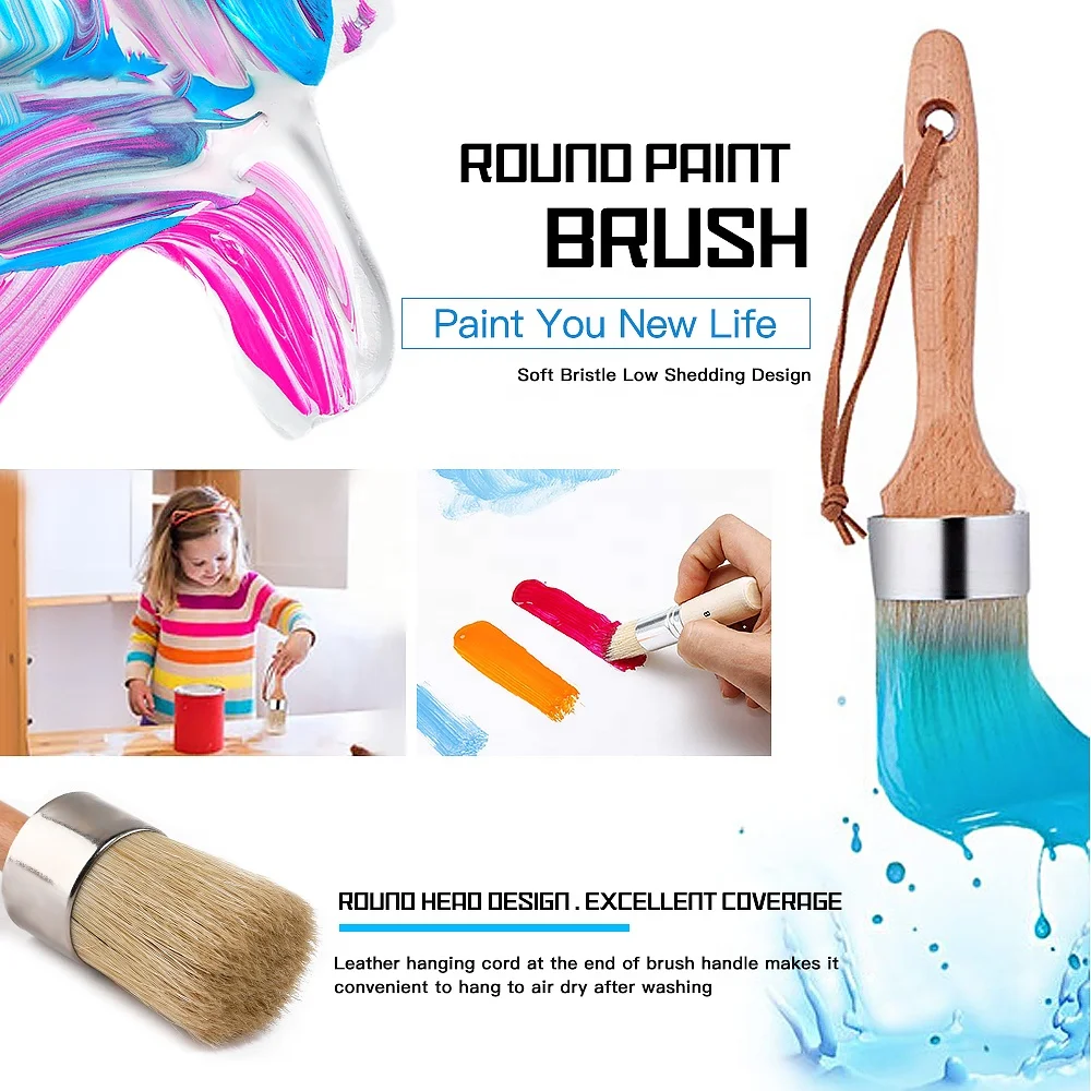 Factory Custom Acrylic Paint Professional Artist Oil Paint Brush Types Bristle Hair Chalk Artist Brush