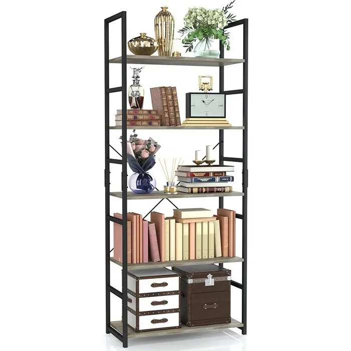 Tall Bookcase Shelf Storage Organizer, Wooden Book Shelf for Bedroom, Living Room and Home Office, Vintage Design,Waterproof