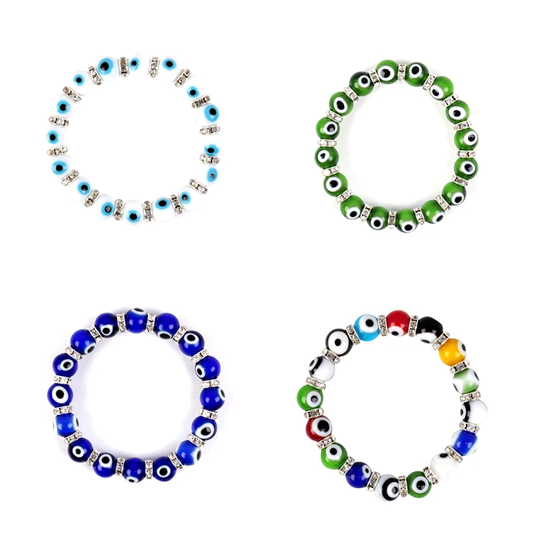 2 Bracciali Portafortuna Con Occhio Turco E Mano Di Fatima - Regolabili Elastici Per Uomo E Donna - Protezione Malocchio