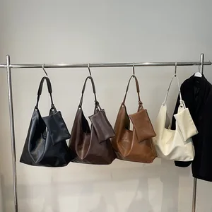 Solid Color Winter Simple New Arrival Shoulder Underarm Handbag Retro Casual Tote Women's Bag