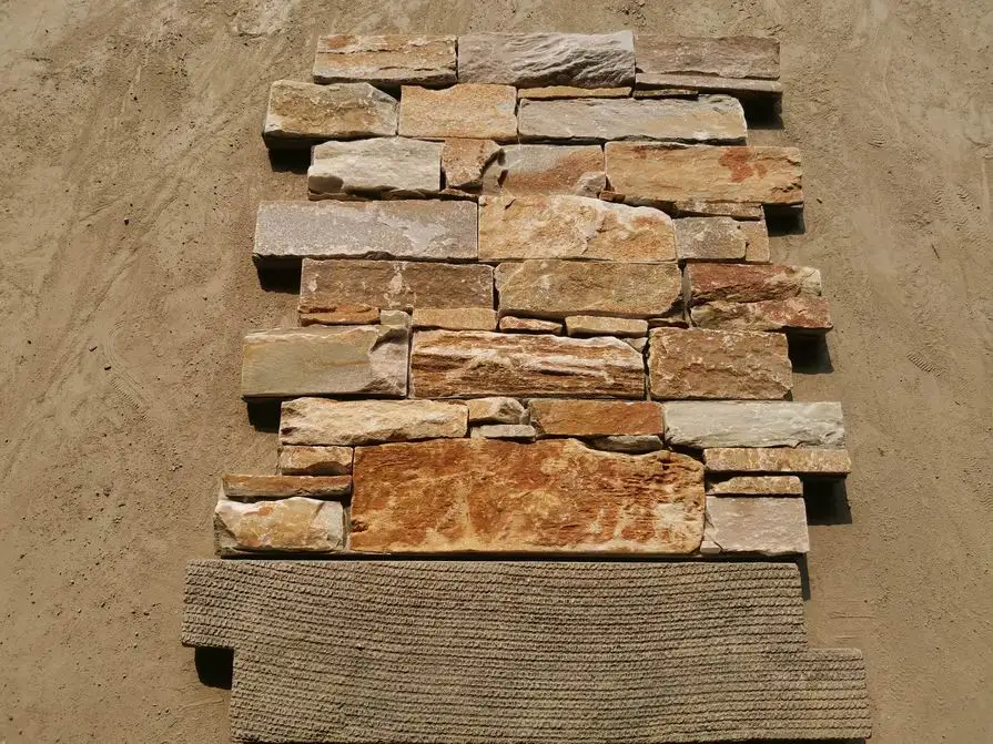 Yellow Quartzite Stacked Stone Veneer for Exterior Cladding
