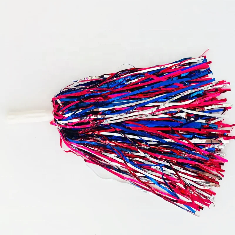 Hot Sale Patriotic 4th July Cheap Tinsel Cheerleading Pom Poms Party Favor Mardi Gras Supplies Party Ornaments