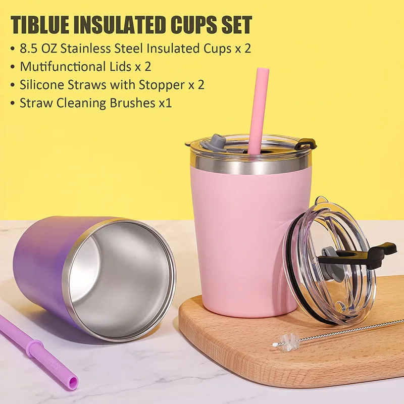  Tiblue Kids & Toddler Cups - Spill Proof Stainless