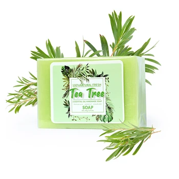 Private Label Organic 140gram Kojic Acid Infused Tea Tree Soap Handmade Body Cleansing Crystal Moisturizing Whitening Nature