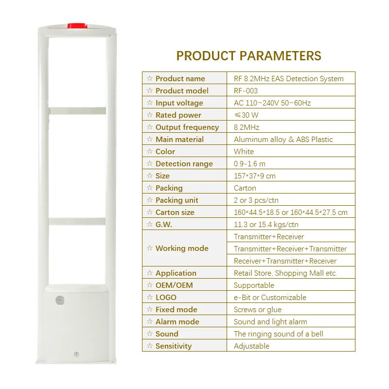 Custom EAS Security Detection Anti-theft Label System Retail Alarming RF 8.2MHz Detection EAS System Antenna for Retail Shop