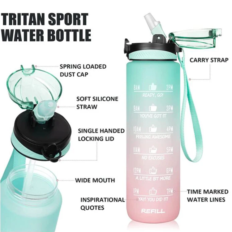 1000ml 500ml Trinkflasche Plastic Frosted Tritan Bpa Free 1l Sport Kid ...