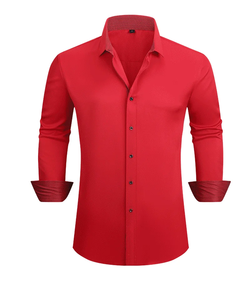 Men's Solid Formal Dress Shirt 95% Polyester 5% Spandex Single Breasted  Plus Custom Logo Front Position Eco-Friendly Breathable| Alibaba.com