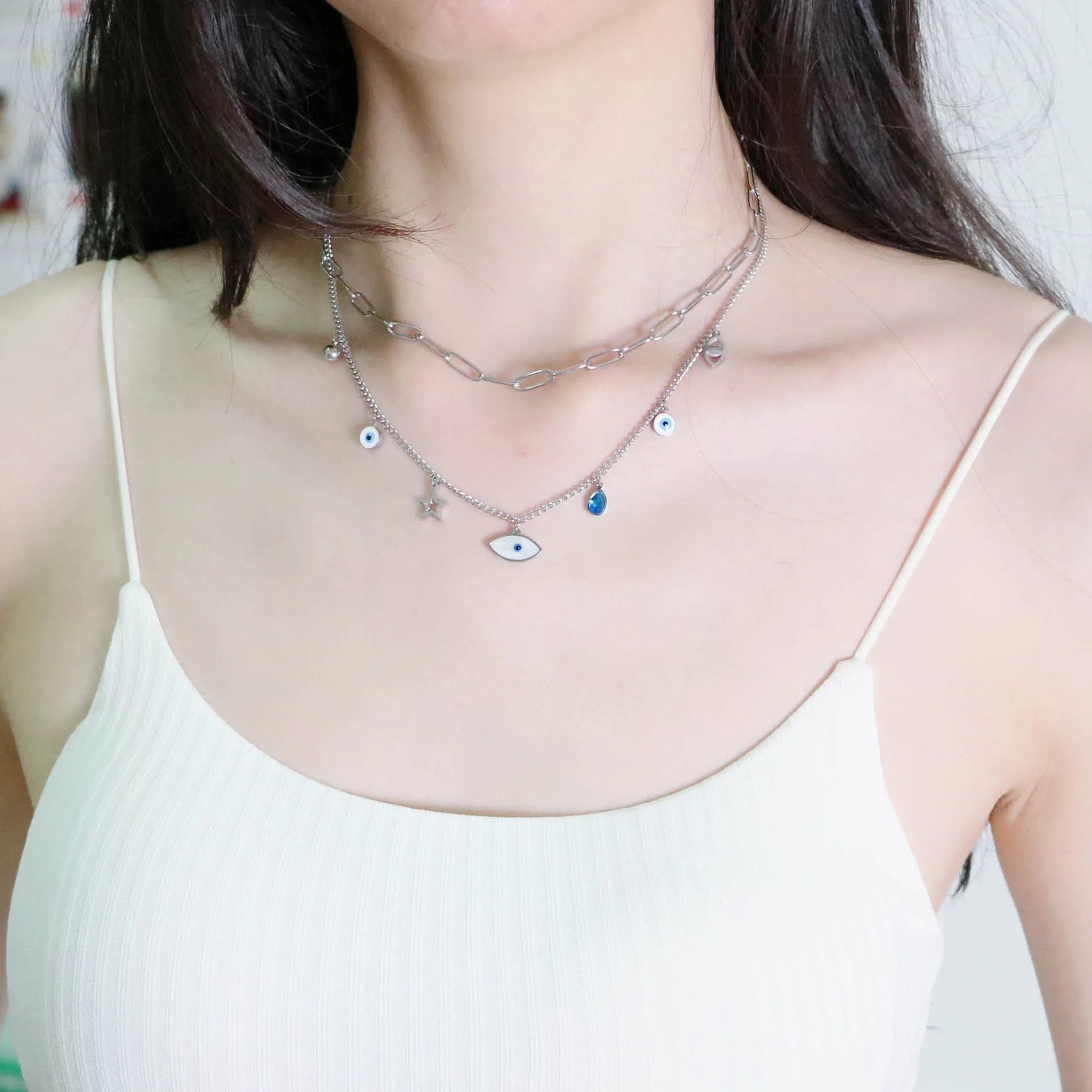 Двухслойное ювелирное ожерелье из титановой стали с 2-дюймовым удлинителем, вакуумным ионным покрытием и эмалевым 1696905