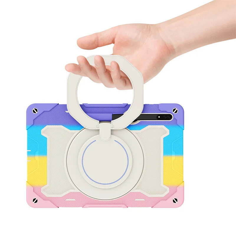 Colorful Cute Silicone Bracelet Rotating Stand Tablet Case for Samsung Galaxy Tab S8 Ultra OPPO Pad For Kids Tablet Case