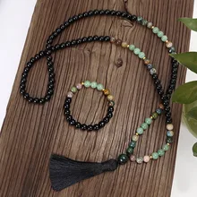 Women Chokers Necklaces India Agate Green Aventurine Jade Stone Beads Necklace Fashion Jewelry Wholesales