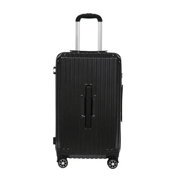 good quality Large Capacity Luggage ABS + PC Trolley Case Zipper Suitcase black Boarding Case hook 2 handle carryons