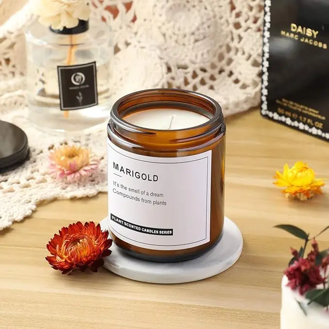 Empty Soy Wax Glass Candle Container 8oz 250ml 12oz Wide Mouth Amber ...