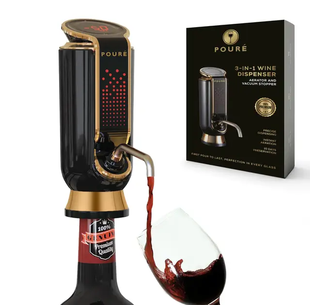 Wine Dispenser Aerator and Vacuum Stopper Electric Liquor Decanter Pourer & Preserver for Wine Temperature Monitor