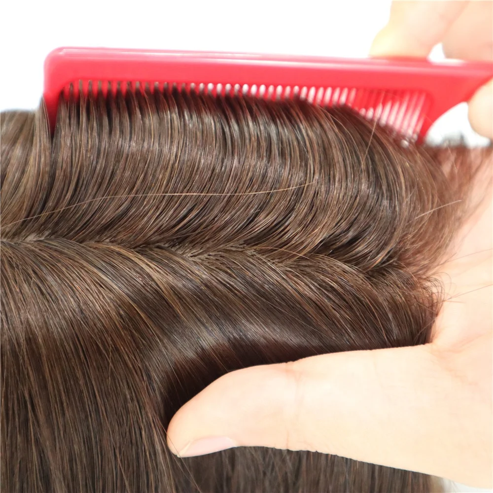 High Quality Integration Fish Net Hair Pieces Woman Toupee Silk Top Topper Chinese Cuticle Remy Human Hair