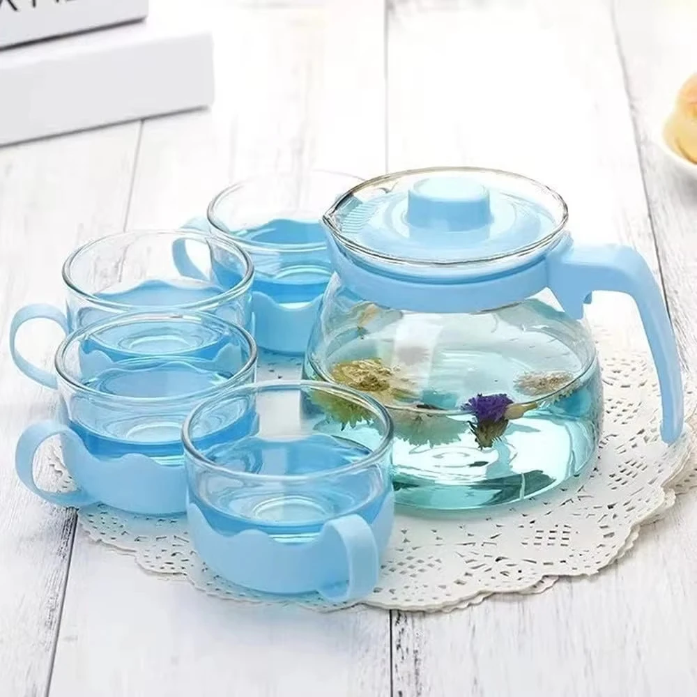 Pyrex Unbreakable Glass Teapot with Strainer Convenient Indoor Office Coffee & Tea Set for Home Use