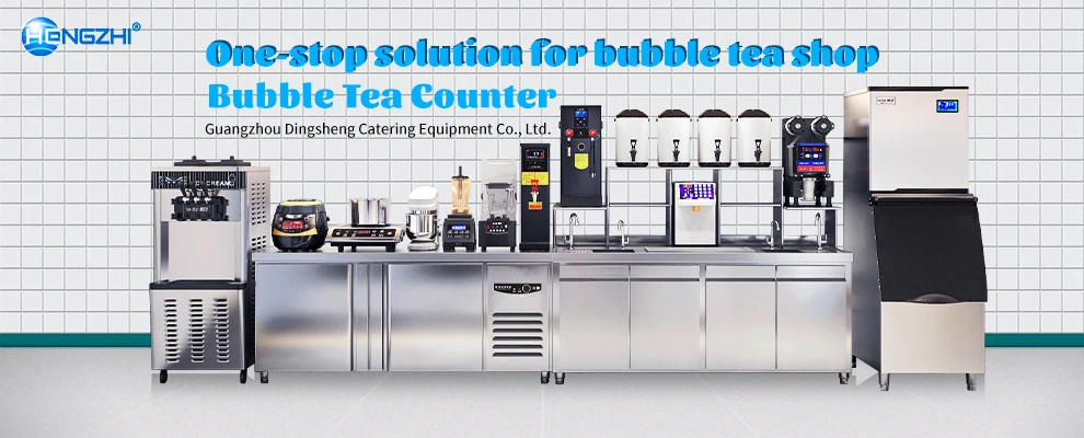 Hengzhi Customized Bubble Tea Work Table With Refrigerator Milk Tea ...