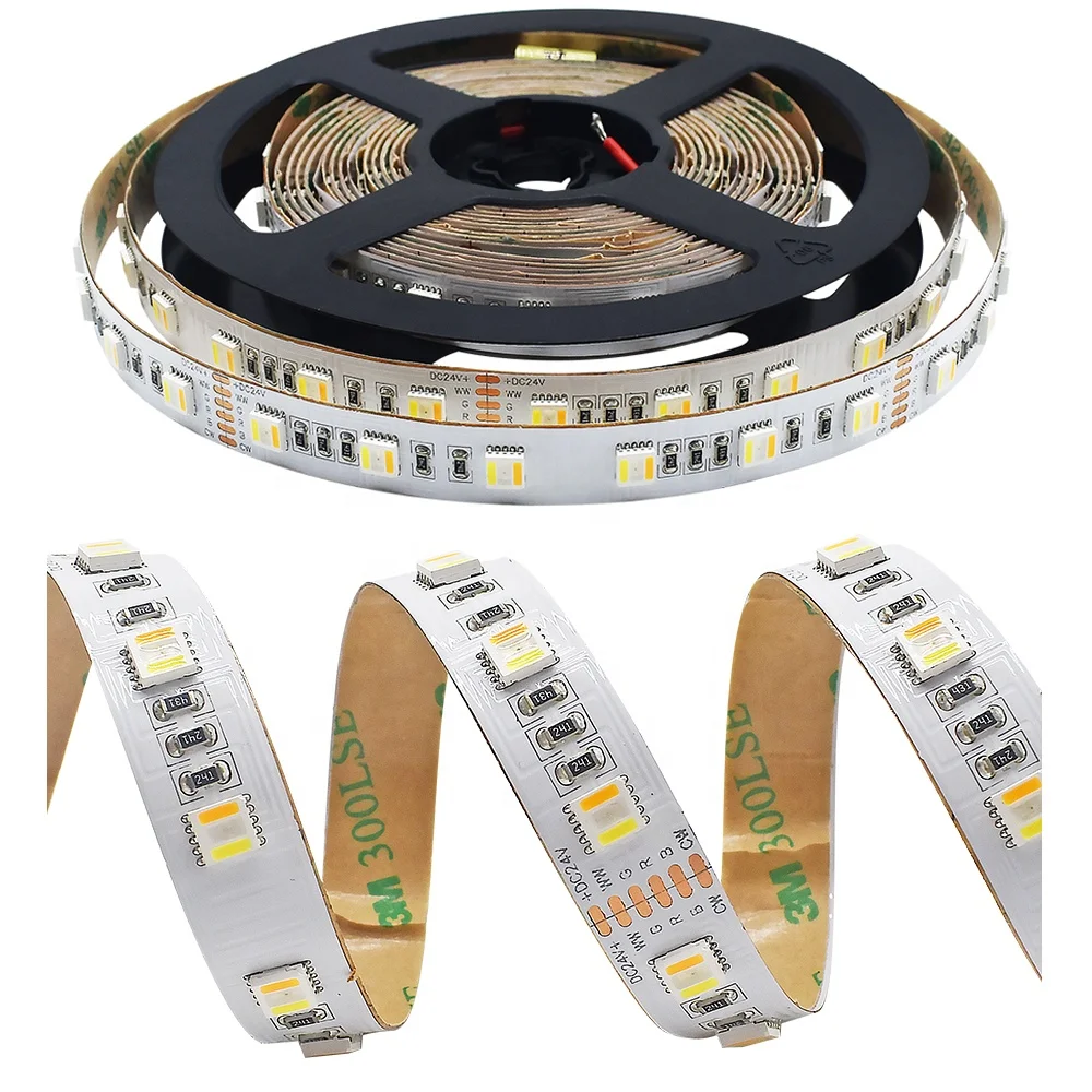 SMD5050 DC24V RGBWW Led Strip Tape 5in1 CRI80 90 95 Led Strip Light RGBCCT Flexible Led Light Strip