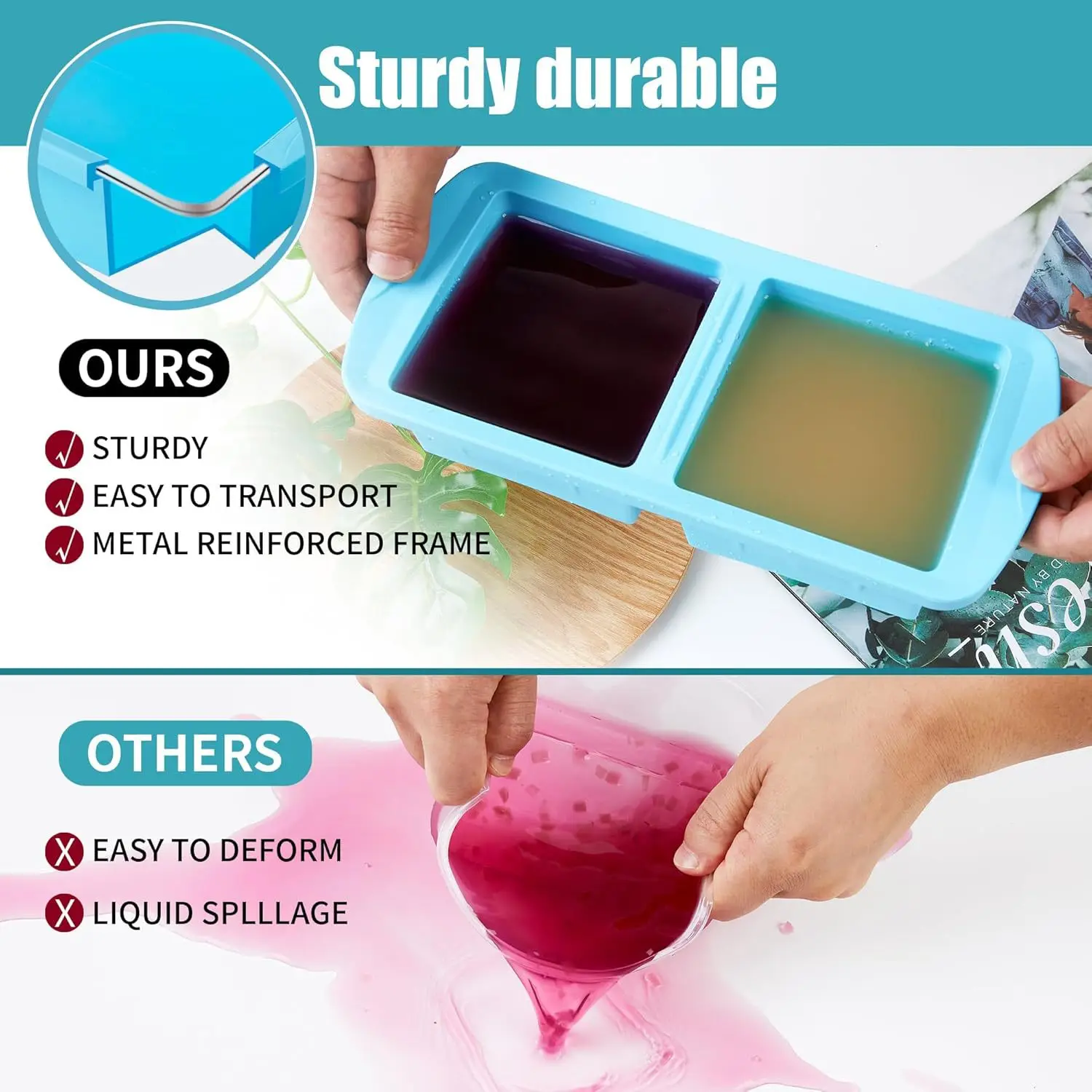 Large 1-2 Grids Rectangle Silicone Freezer Container with Lid Kitchen Baking Cake Tools for Freezing Soup Sauce Ice Cube Tray details