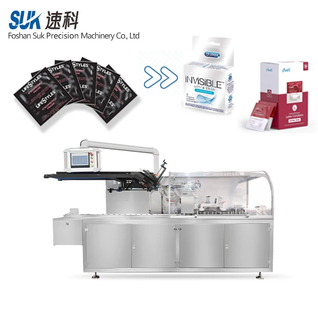 Automatic Condom Sachet Box Cartoning Packaging Machinery Wrapping Carton Packing Machine