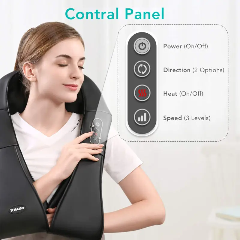 Naipo MGS-150DC Shoulder & Neck Massager with Shiatsu Kneading Massage and  Heat for sale online