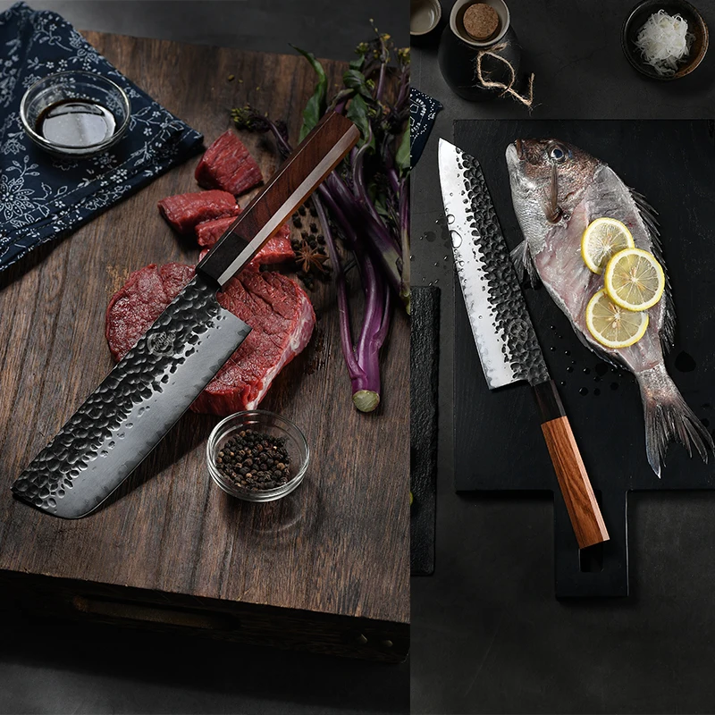  MDM KNS-003 Handmade Damascus Steel Kitchen Knife Set of 5pcs  With sheath,Chef knife set, Chef Knives set - Kitchen Gadgets Kitchen Gifts  Handmade Kitchen Gifts- Viking Kitchen Knife For Men 