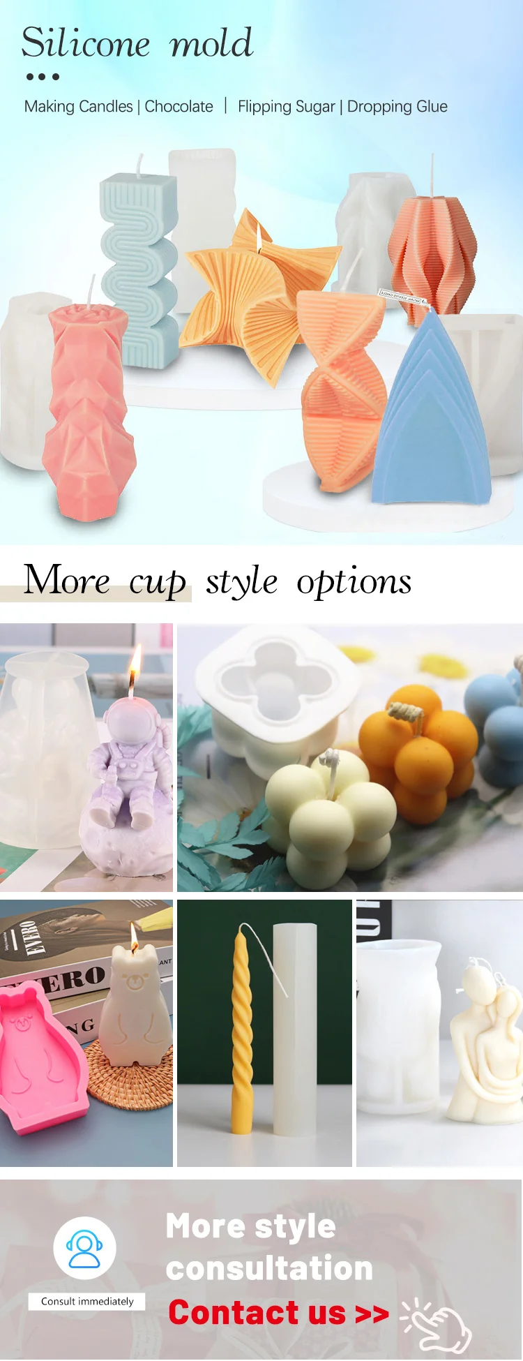 Wholesale Cube Silicone Candle Mold Diy Material Ins Magic Ball Square