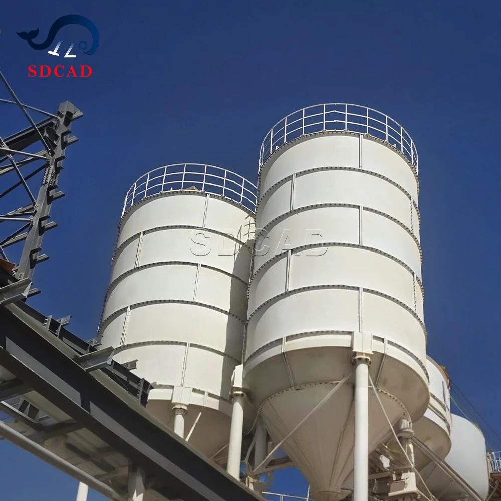 Smaller budget solution 1500 to 2000 ton cement silo with  4 columns or 4 legs truck discharge silo