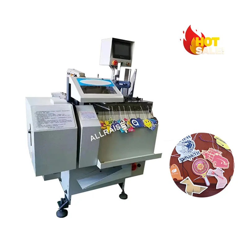 Automatic Clothes Elastic Hangtag Threading Machine Knotted Eyelet Hanging Tag Knotting Inserting hang Tag String Machine