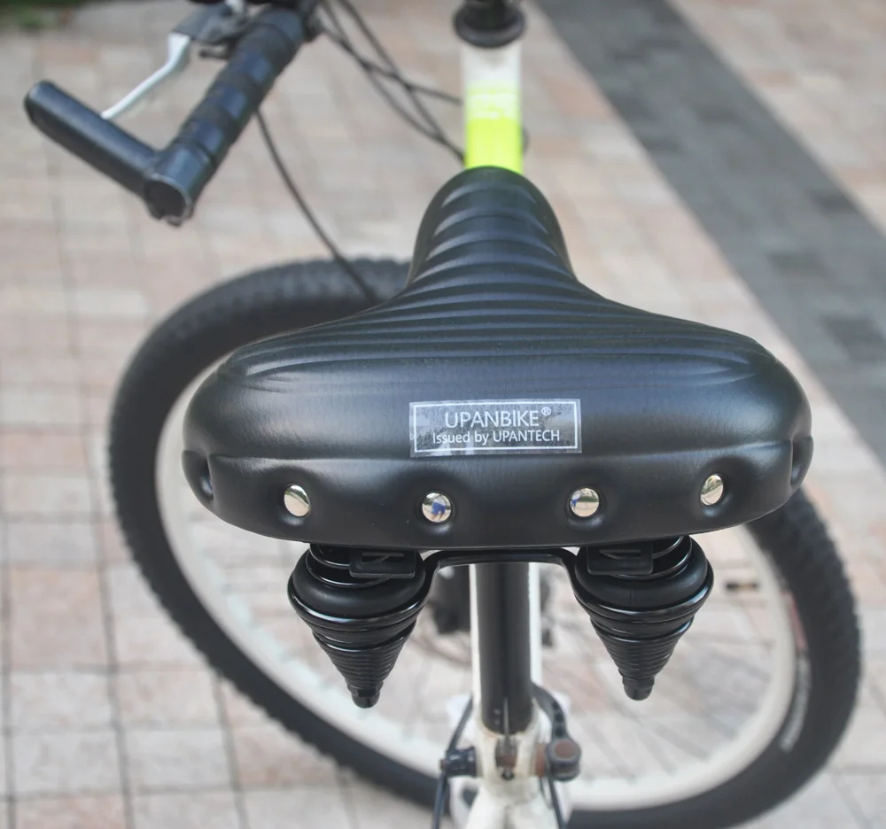 Велосипедное седло UPANBIKE, мягкая удобная кожаная амортизирующая Широкая подвесная подушка для велосипеда
