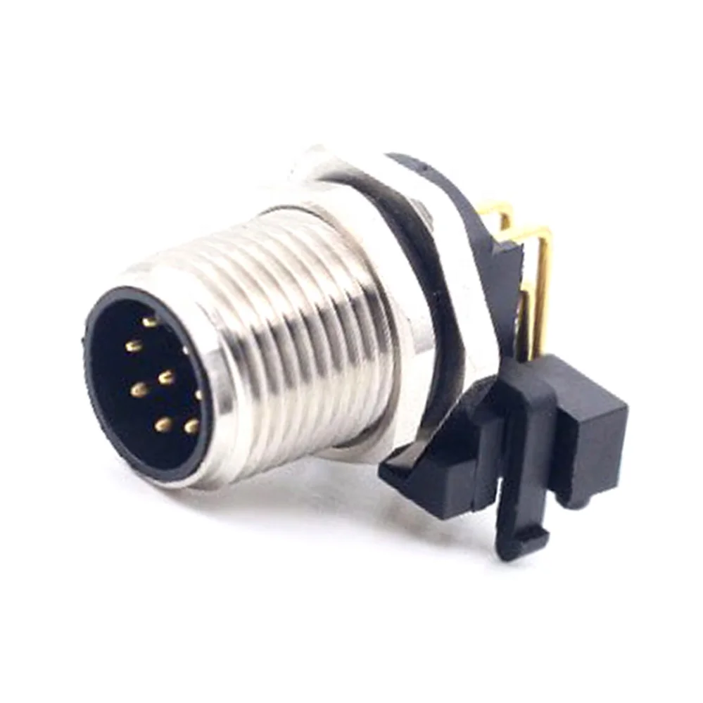 90 degree PCB M12 male panel mount connector,IP67 waterproof M12 male ...