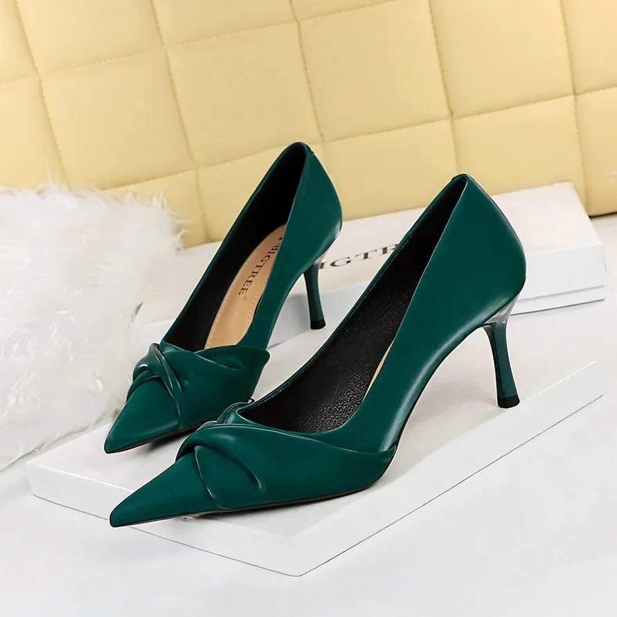 3193-3 Hochwertige Damen-Pumps mit dünnem Absatz Elegante Bowknot