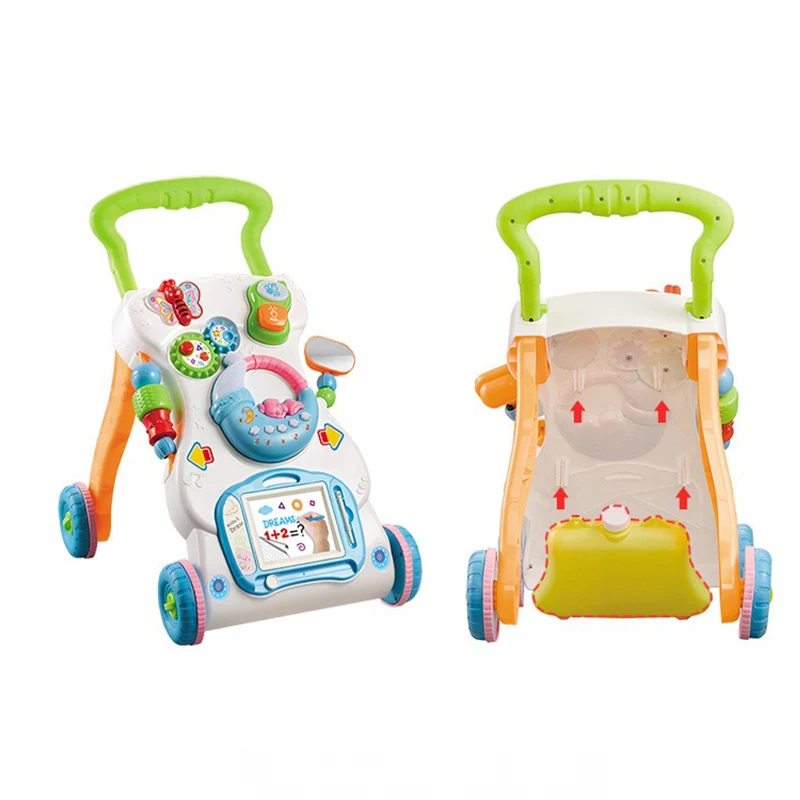 Оптовая продажа, Новейшие Многофункциональные Игрушки для раннего развития, детская тележка-ходунок с музыкой и светом