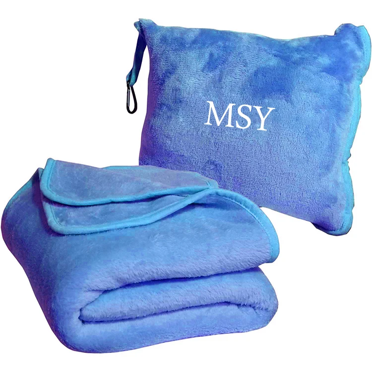 Fleece in Pillow Travel Blanket Foldable Customizable